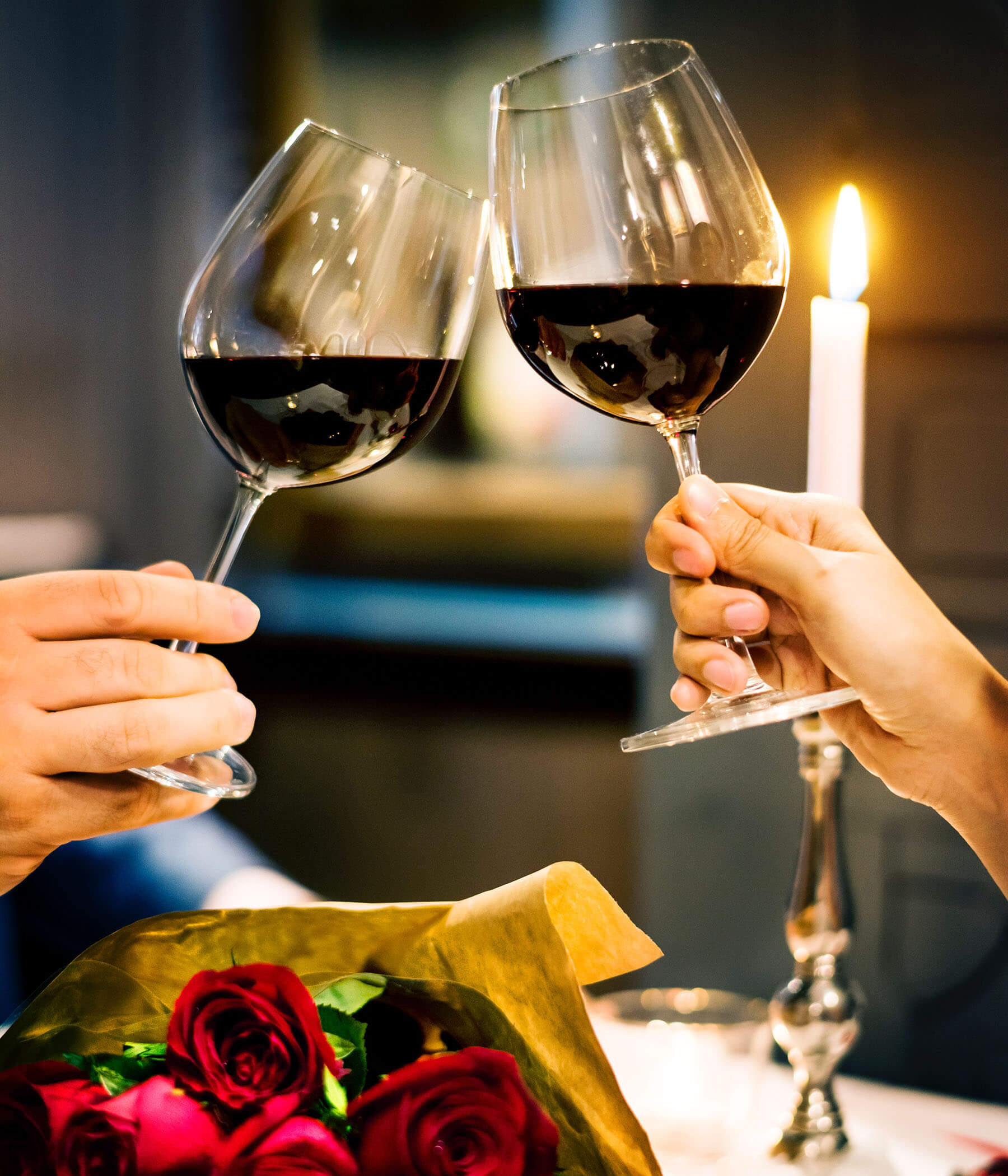 Romantic wine tasting